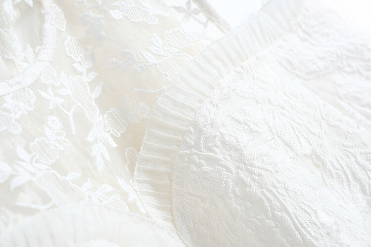 シアードッキングオープンショルダー総レースワンピース(2colors)