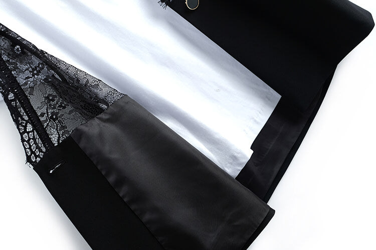 Tシャツ×レースコンビネーションベスト×フレアロングパンツ