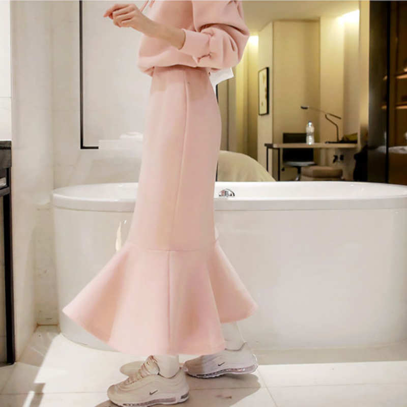 オーバーパーカー×マーメイドロングスカート(2colors)