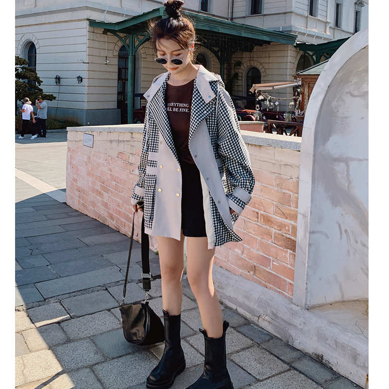 ギンガムチェックパネルマウンテンパーカー