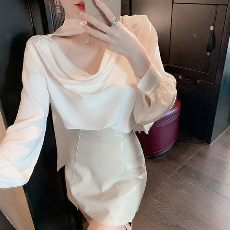 ボウタイフロントオープンブラウス