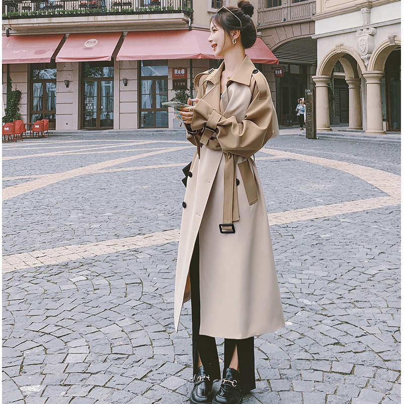 ツートーンラグランスリーブトレンチコート