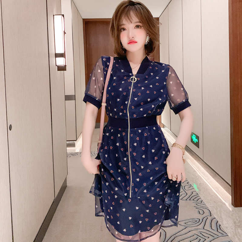 シアードッキングブルゾン風ジップアップワンピース(2colors)