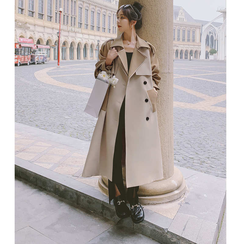 ツートーンラグランスリーブトレンチコート