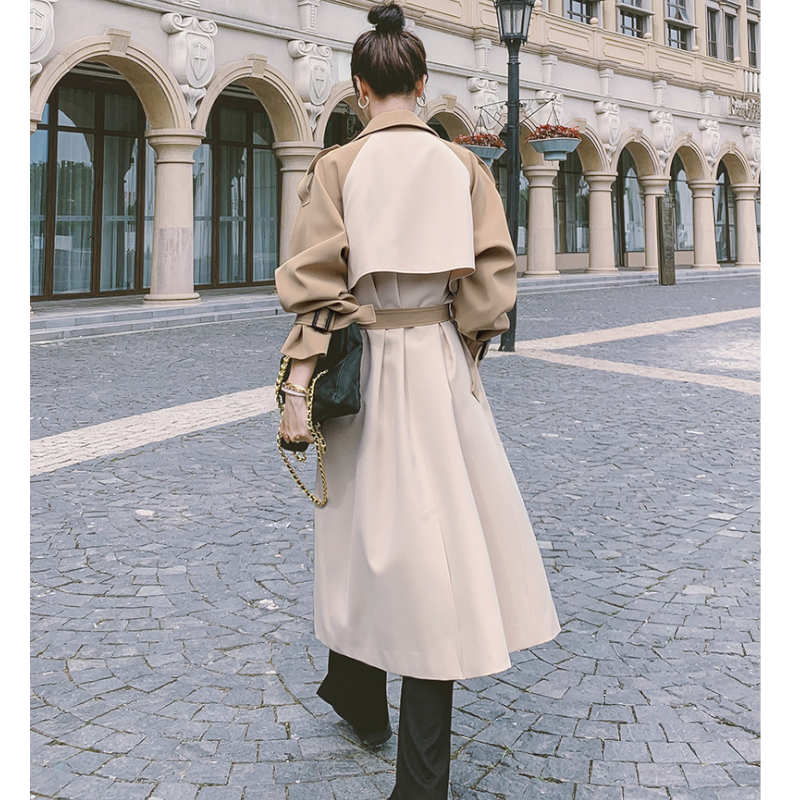 ツートーンラグランスリーブトレンチコート