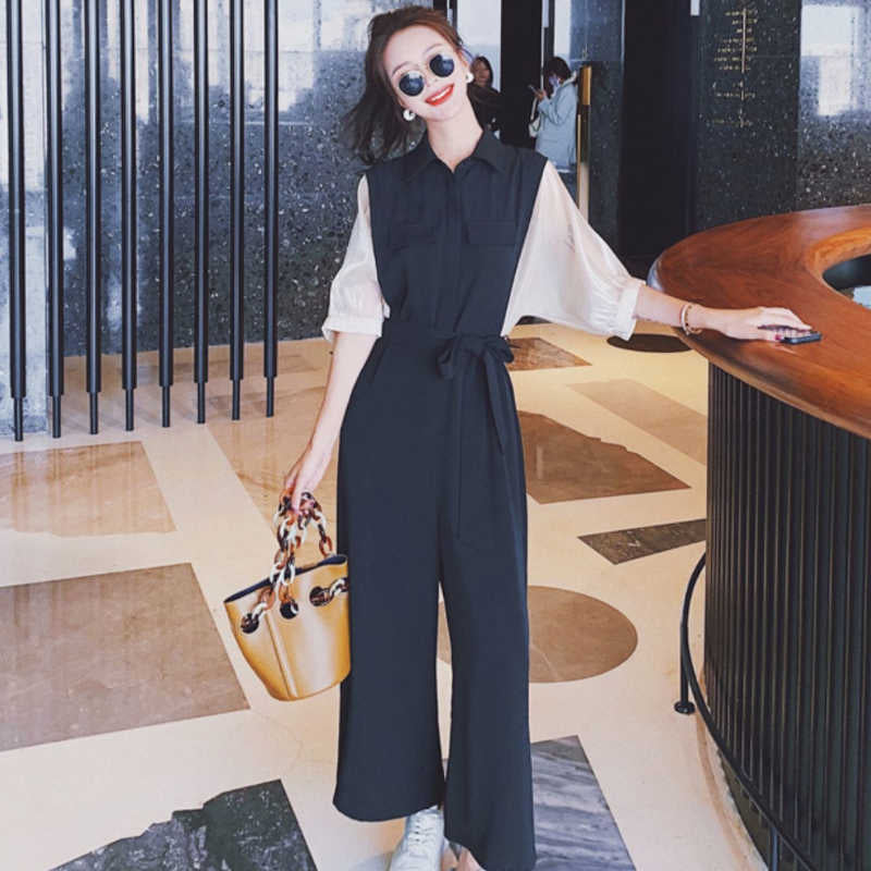 ドルマンパフスリーブシャツオールインワンパンツ