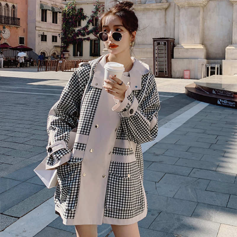 ギンガムチェックパネルマウンテンパーカー