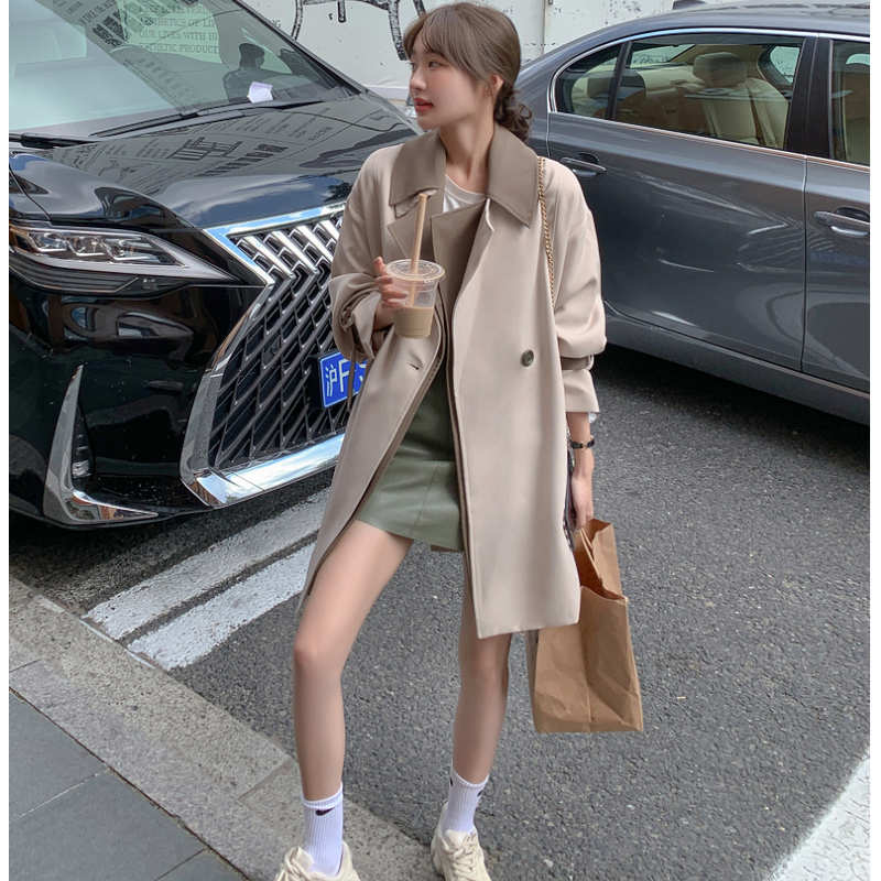 レイヤード風ツートンカラートレンチコート