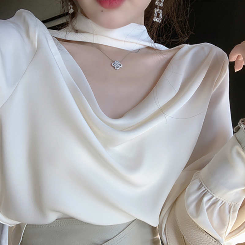 ボウタイフロントオープンブラウス