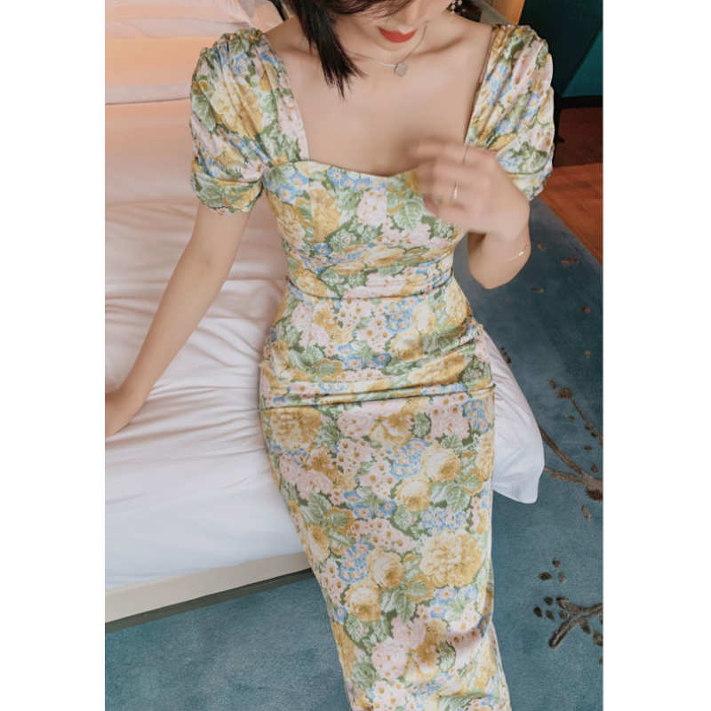 ボタニカルジャガード2WAYオフショルダーナローワンピース