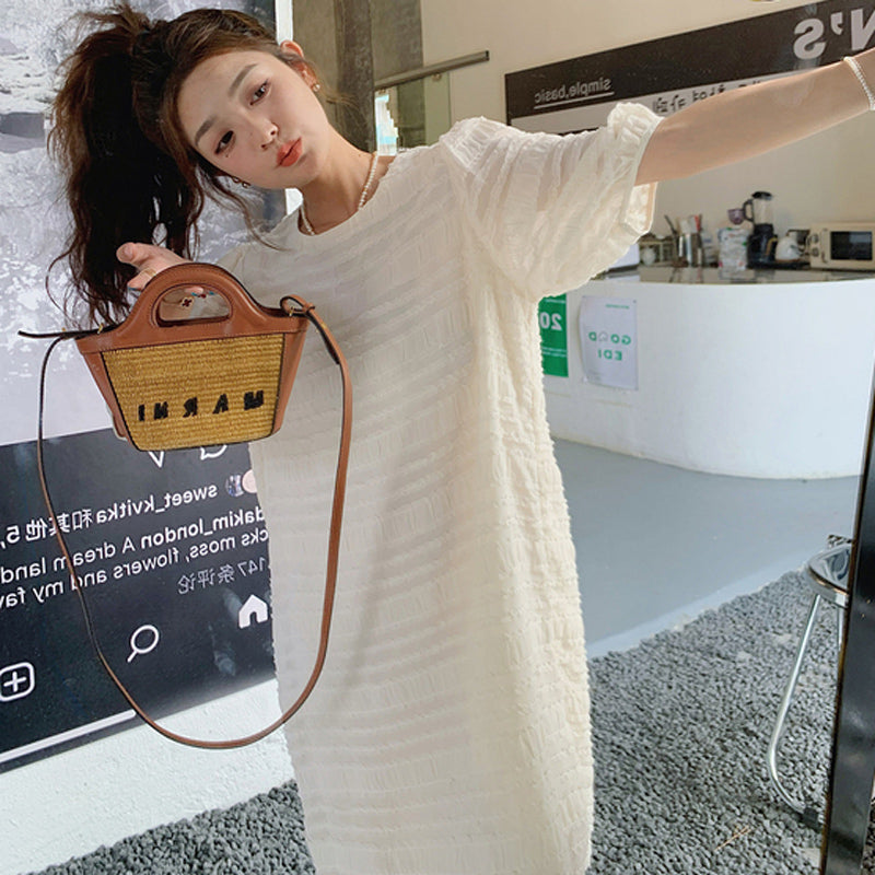 ボーダーシフォンワイドワンピース