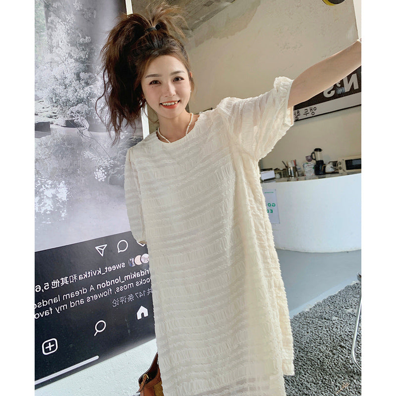 ボーダーシフォンワイドワンピース