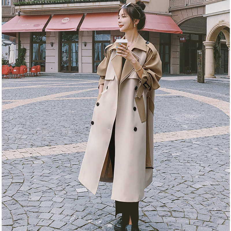 ツートーンラグランスリーブトレンチコート