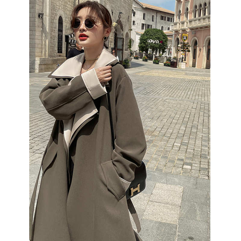 バイカラーレイヤード風ガウンチェスターコート