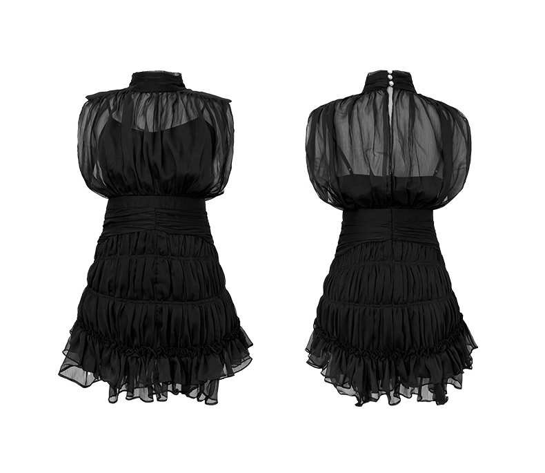 シャーリングスカートコンビシアーミニワンピース