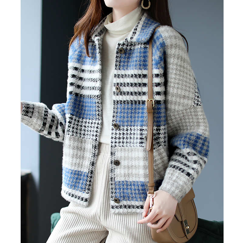 チェックパネル襟付きジャケット