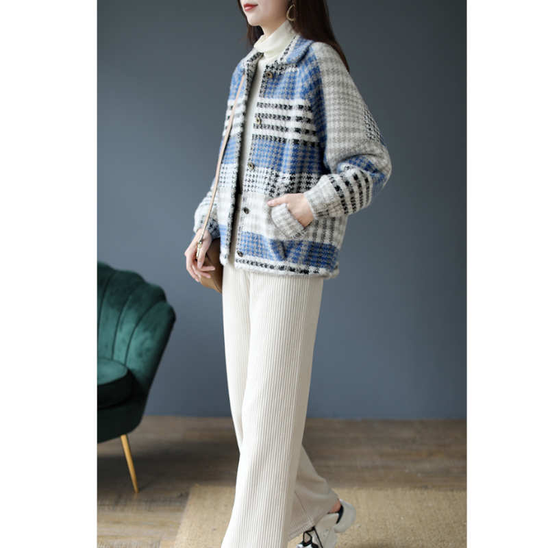 チェックパネル襟付きジャケット