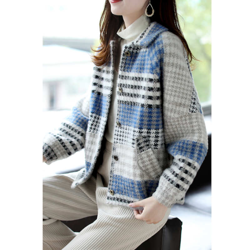 チェックパネル襟付きジャケット