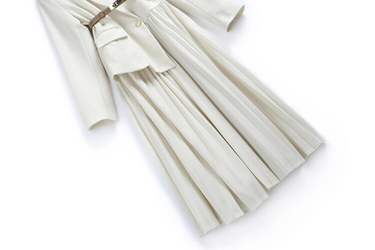 アシメテーラードコンビプリーツロングワンピース