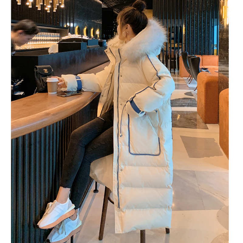 ファー付きフーディーロング中綿ベンチコート(4colors)