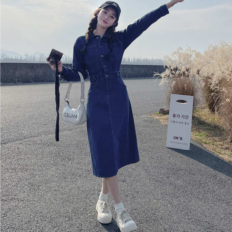 フロントスリットウエスタンデニムシャツワンピース