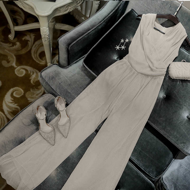 カシュクールシフォンオールインワンワイドパンツ(5colors)