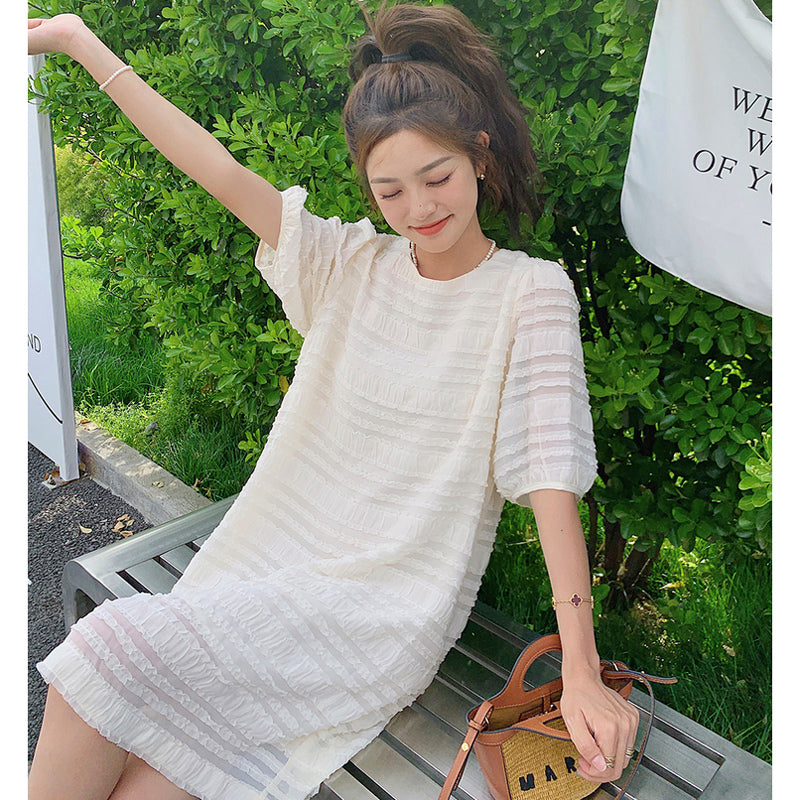 ボーダーシフォンワイドワンピース