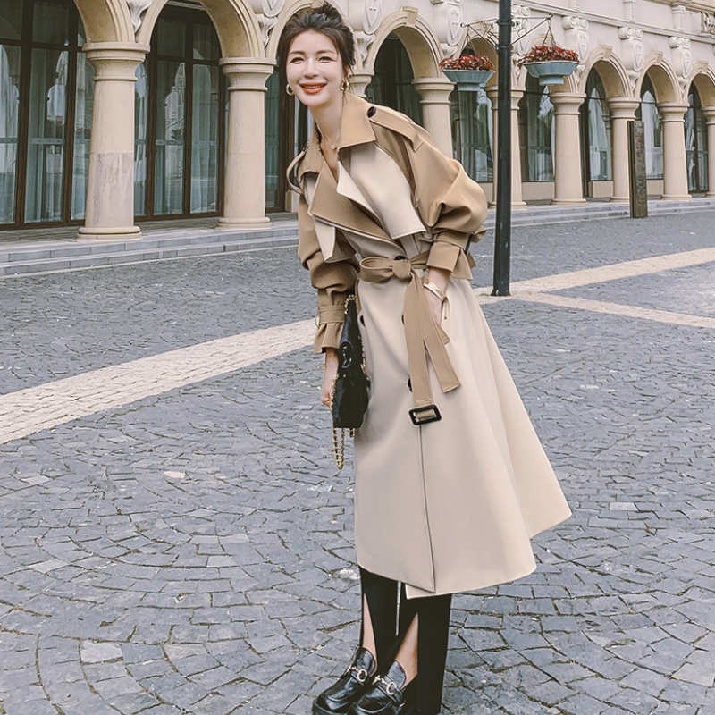 ツートーンラグランスリーブトレンチコート