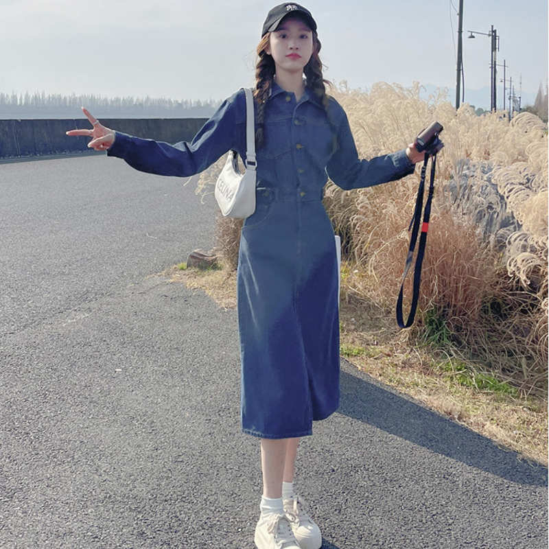 フロントスリットウエスタンデニムシャツワンピース