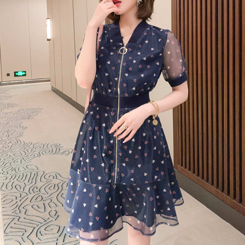 シアードッキングブルゾン風ジップアップワンピース(2colors)