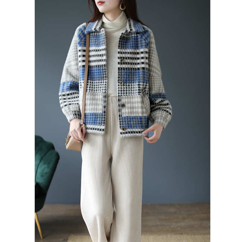 チェックパネル襟付きジャケット