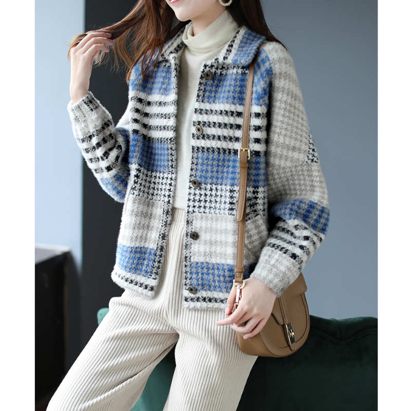 チェックパネル襟付きジャケット