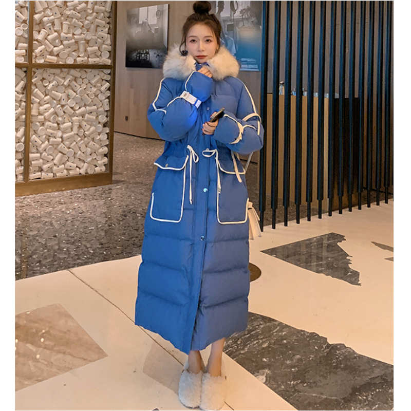 ファー付きフーディーロング中綿ベンチコート(4colors)