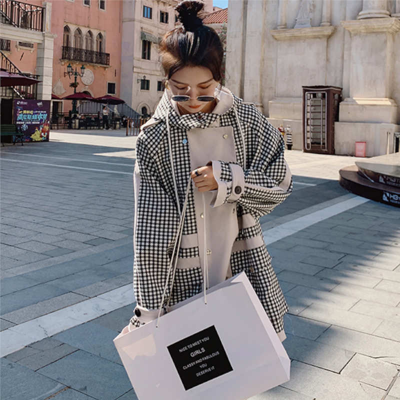 ギンガムチェックパネルマウンテンパーカー