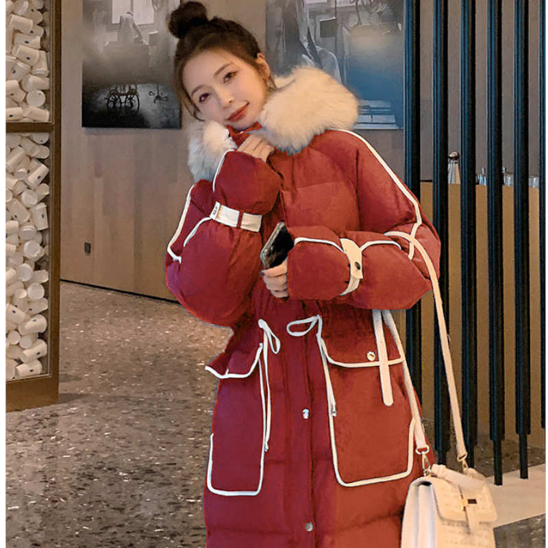 ファー付きフーディーロング中綿ベンチコート(4colors)