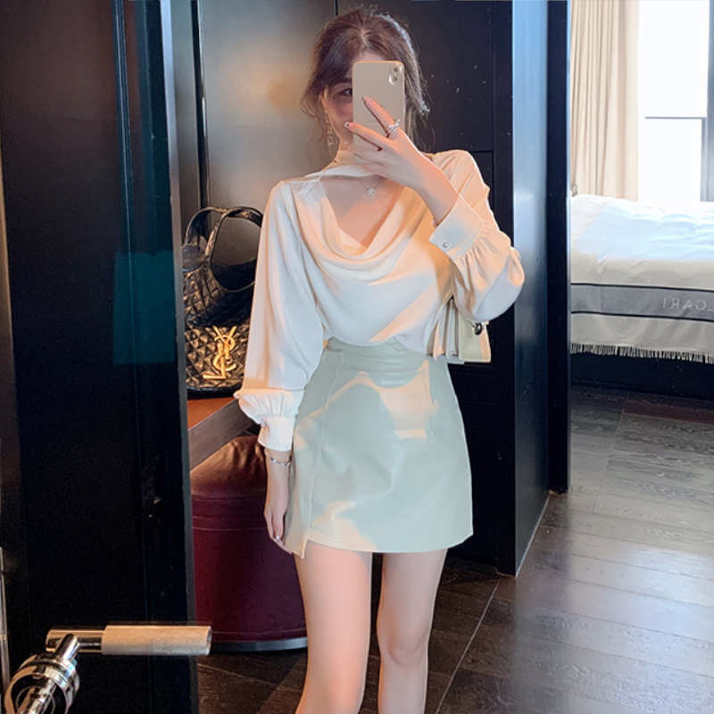 ボウタイフロントオープンブラウス