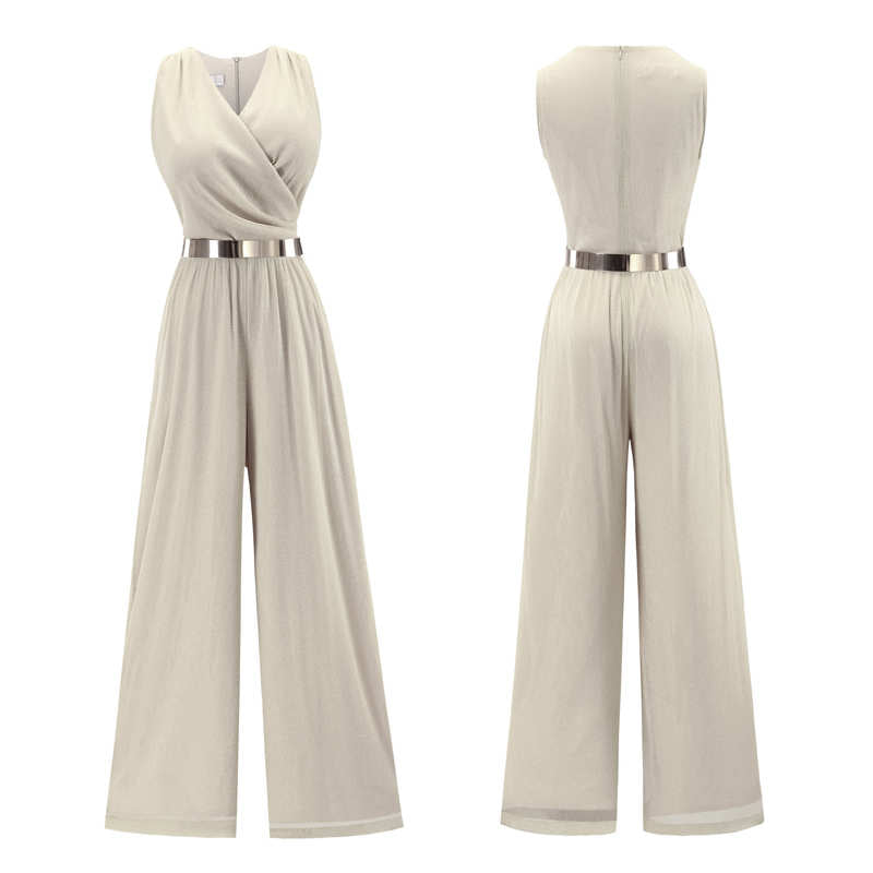 カシュクールシフォンオールインワンワイドパンツ(5colors)