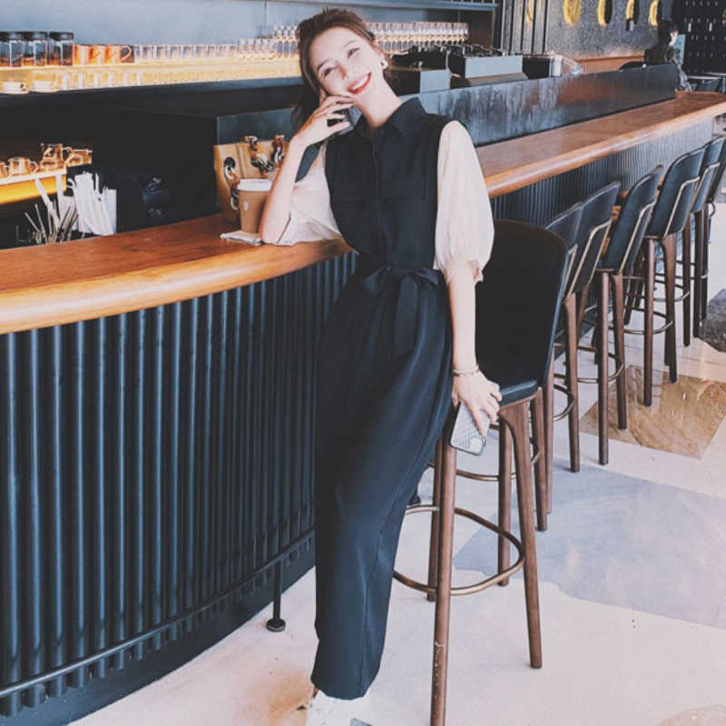 ドルマンパフスリーブシャツオールインワンパンツ