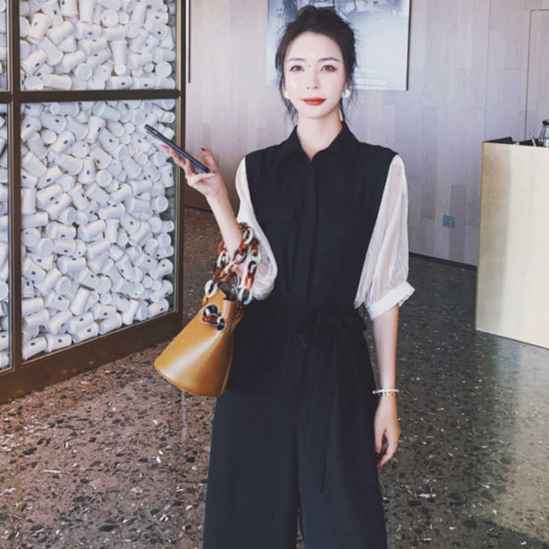 ドルマンパフスリーブシャツオールインワンパンツ