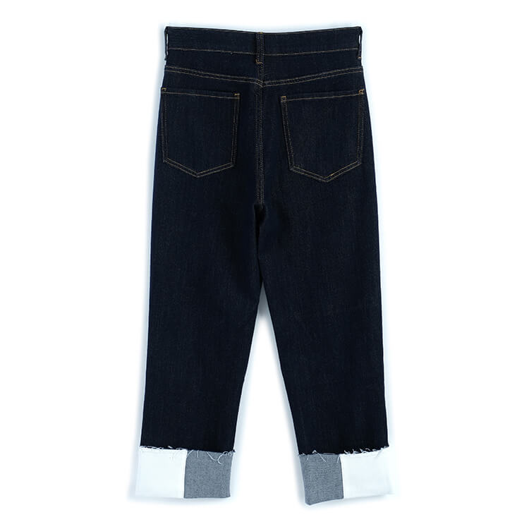 ハーフハートバイカラーカーディガン×バイカラーヘムデニムパンツ【上下別売り可】