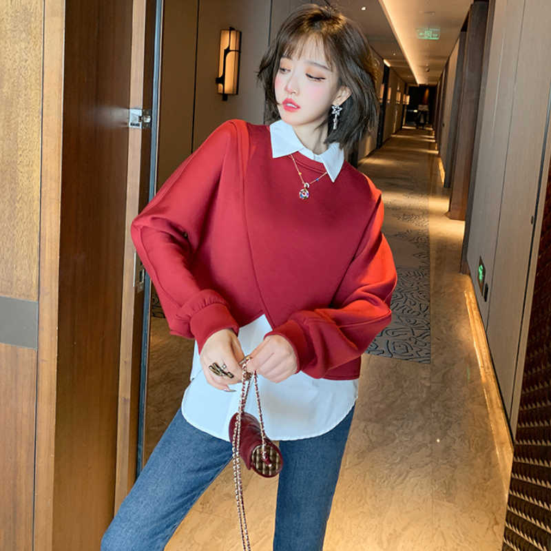 カシュクールクロップドスウェット×ノースリーブシャツ×ハートビジューデニムパンツ【上下別売り可】