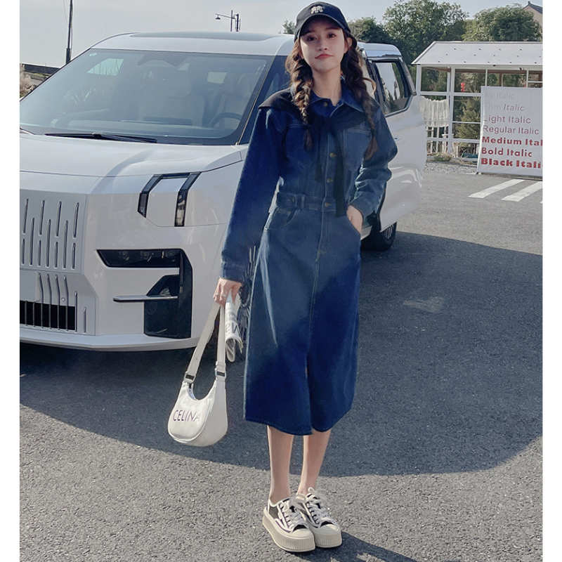 フロントスリットウエスタンデニムシャツワンピース