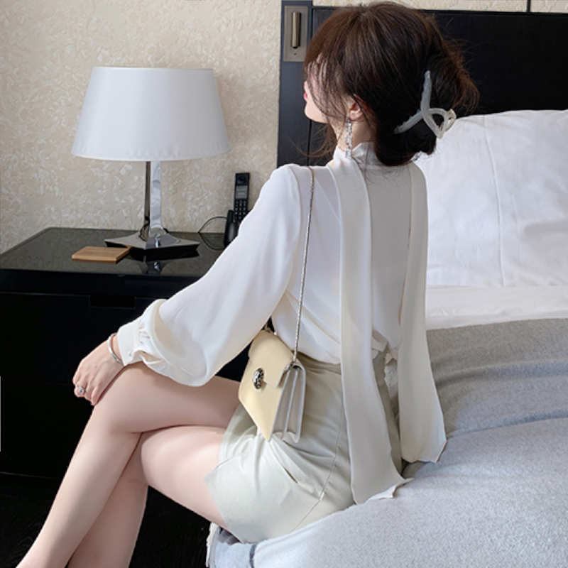 ボウタイフロントオープンブラウス