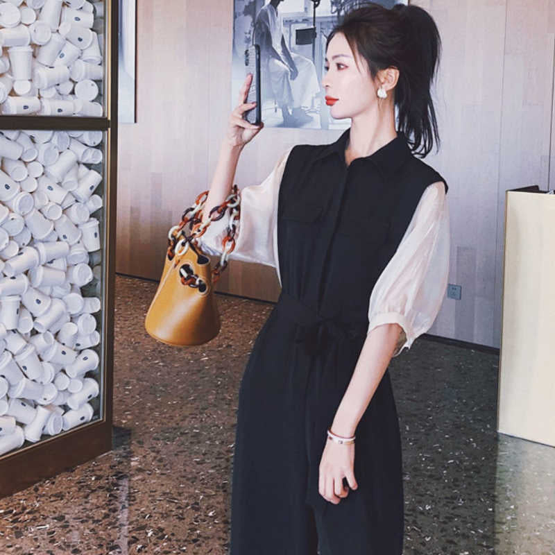 ドルマンパフスリーブシャツオールインワンパンツ