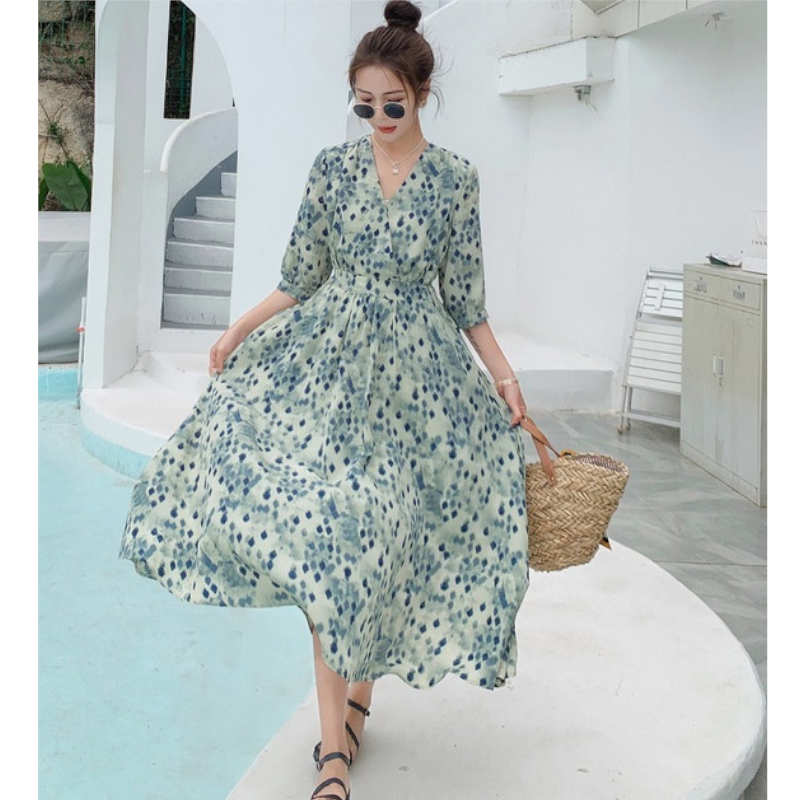 マルチスクエアプリントマキシワンピース