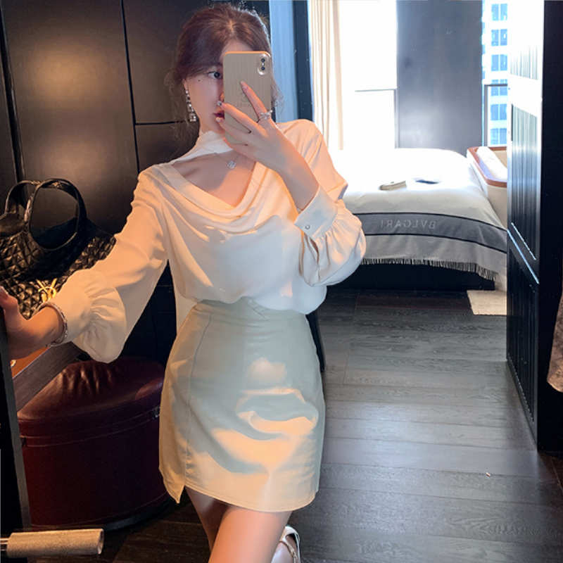 ボウタイフロントオープンブラウス