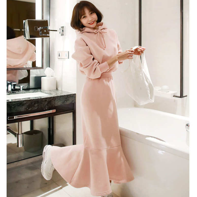 オーバーパーカー×マーメイドロングスカート(2colors)