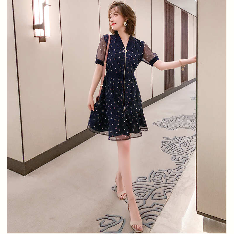 シアードッキングブルゾン風ジップアップワンピース(2colors)