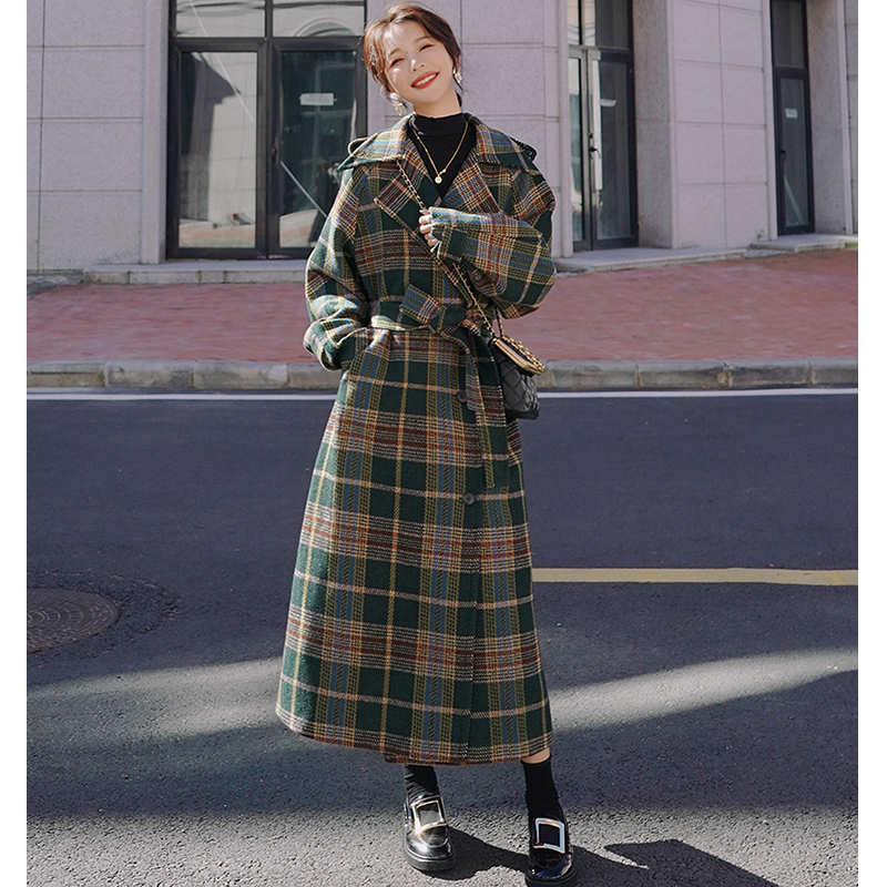 チェック柄オーバーロングコート