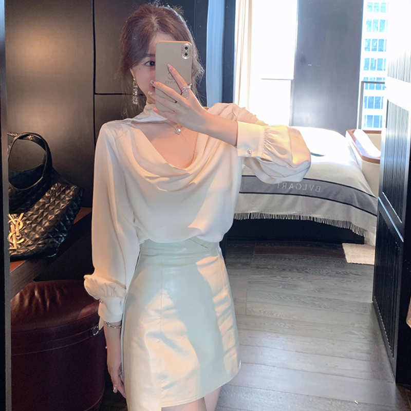 ボウタイフロントオープンブラウス